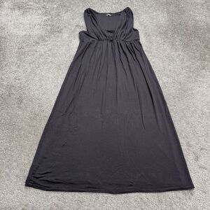 J.Crew Pleated A-Line Maxi Dress Women Medium Dark Gray V-Neck Sleeveless Casual